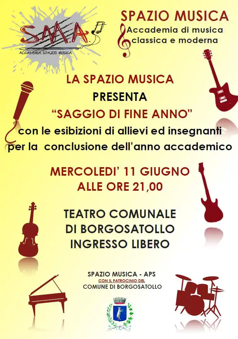 Image from Comune di Borgosatollo: Spazio Musica APS propone “Saggio di fine anno”. 🎶 Esibizioni di alun...