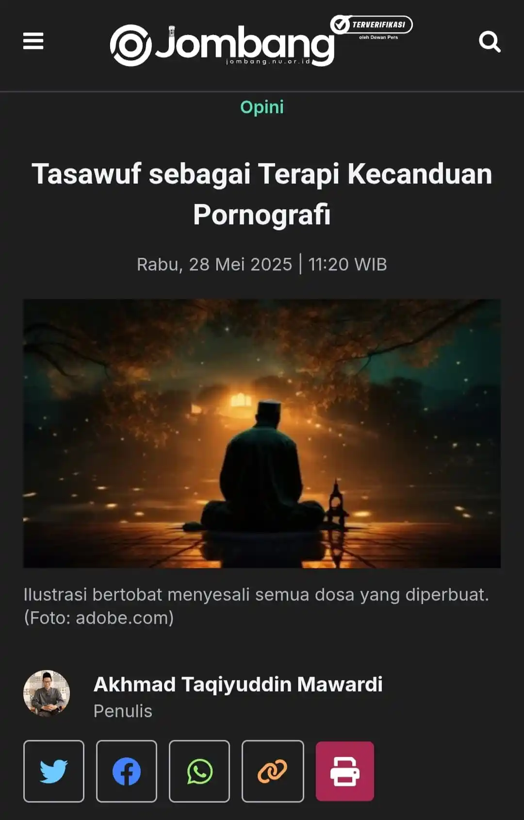 Image from NU Online Jombang: *Tasawuf sebagai Terapi Kecanduan Pornografi* _Para Ahli menyatakan ...