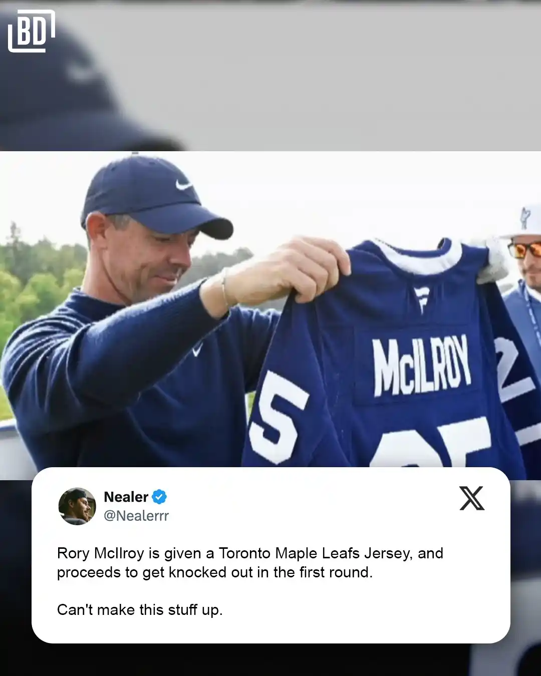 Image from BarDown: The Leafs just have to be cursed at this point, right? 😂 (via X/Neal...