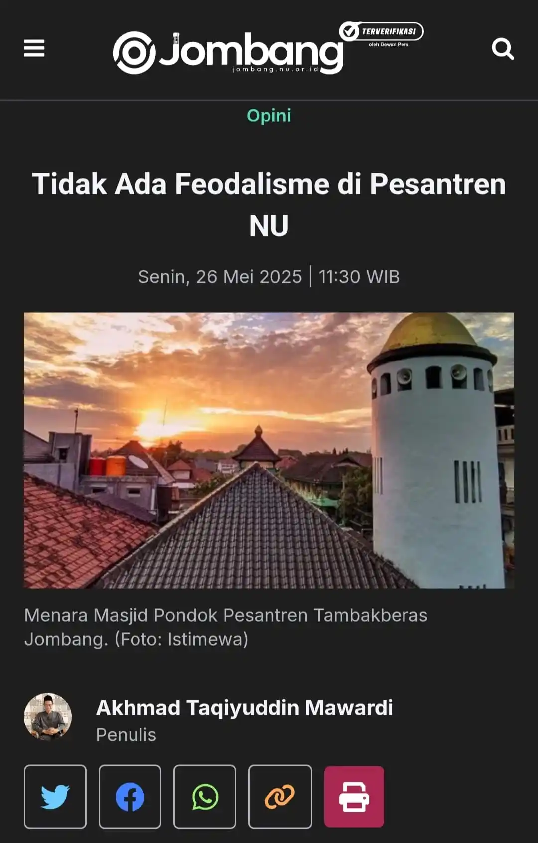 Image from NU Online Jombang: *Tidak Ada Feodalisme di Pesantren NU* _Bila yang dipermasalahkan, h...