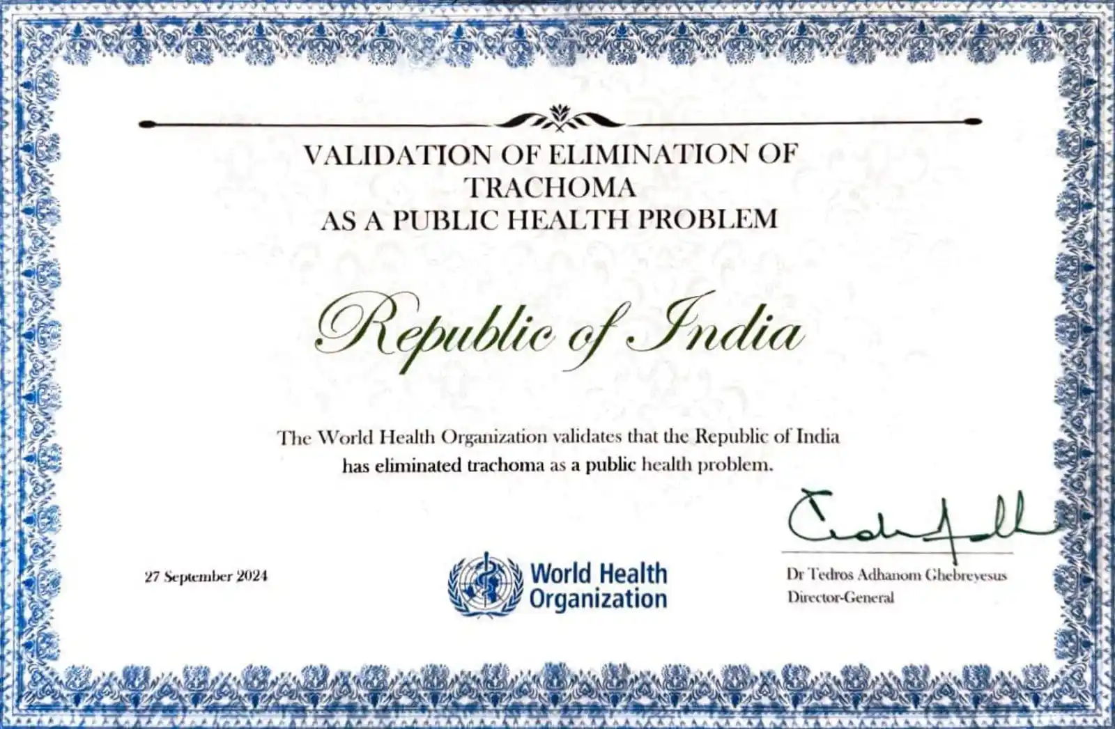 Image from Medical News & Updates: *Trachoma-Free India: WHO Recognizes Country's Public Health Achieveme...