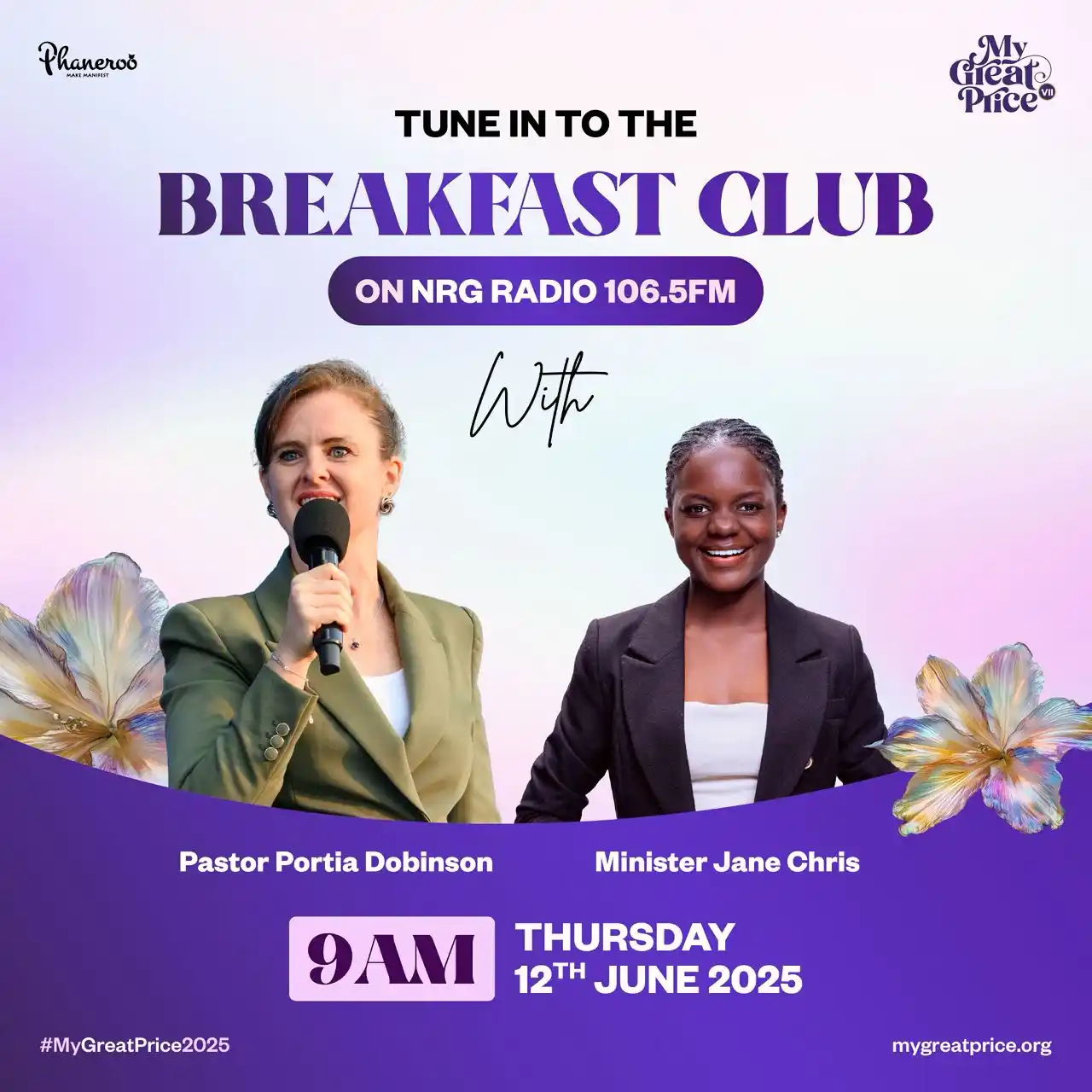 Image from Phaneroo: 📻Tune in to *BREAKFAST CLUB* on *NRG RADIO 106.5FM* for a live chat t...