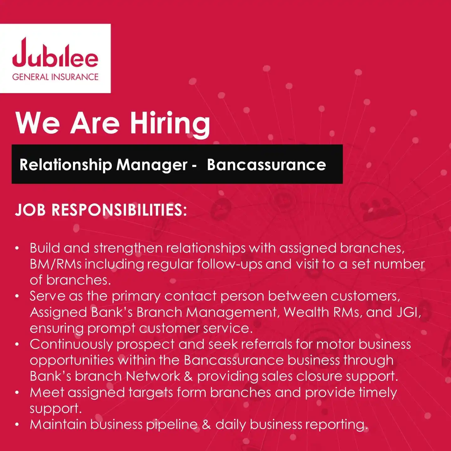 Image from Employmentor - Awais: We are hiring "Relationship Manager – Bancassurance” in Karachi, Lahor...