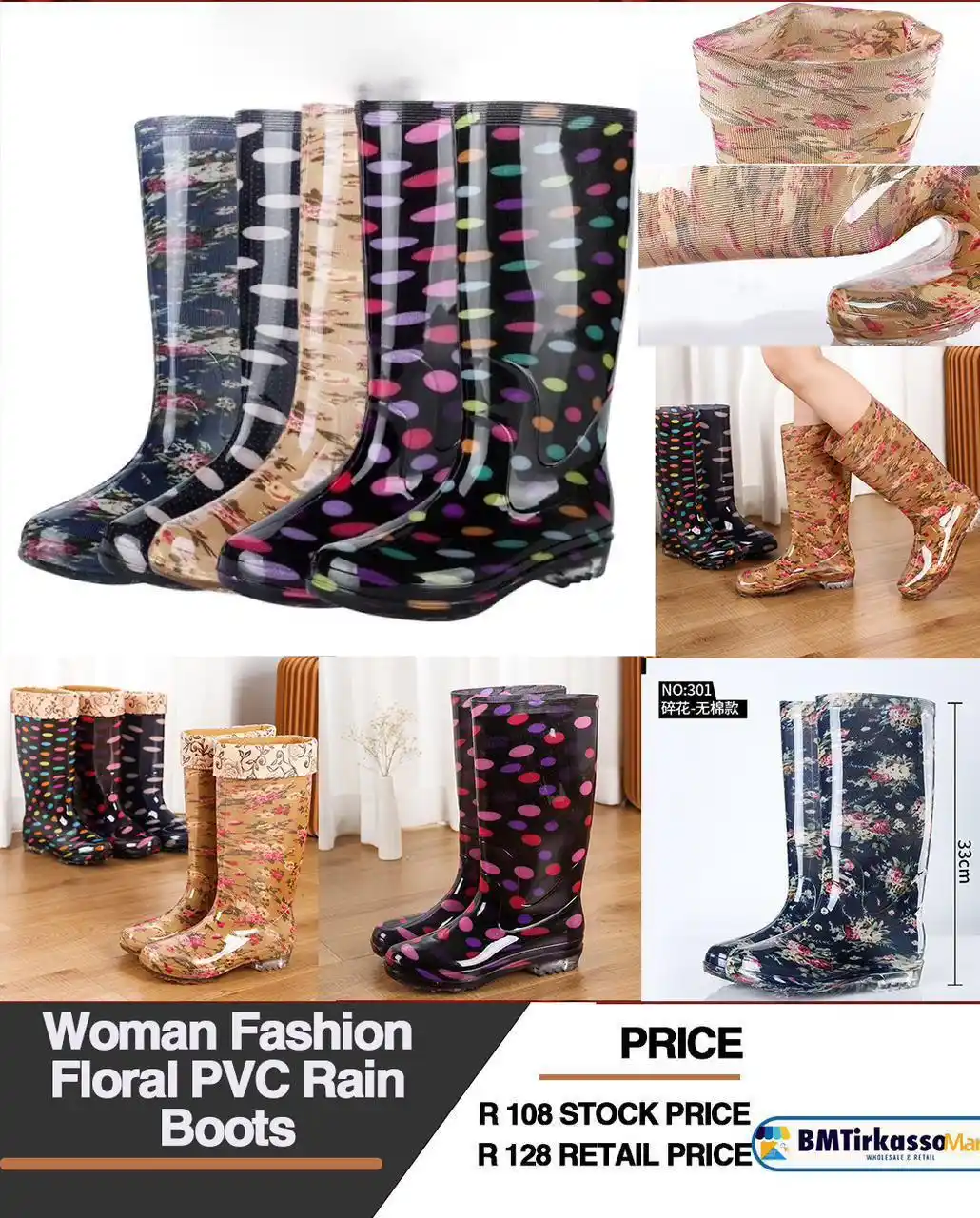 Image from BMTirkasso Mart 🛒: *Women's Fashion Floral PVC Rain Boots*...