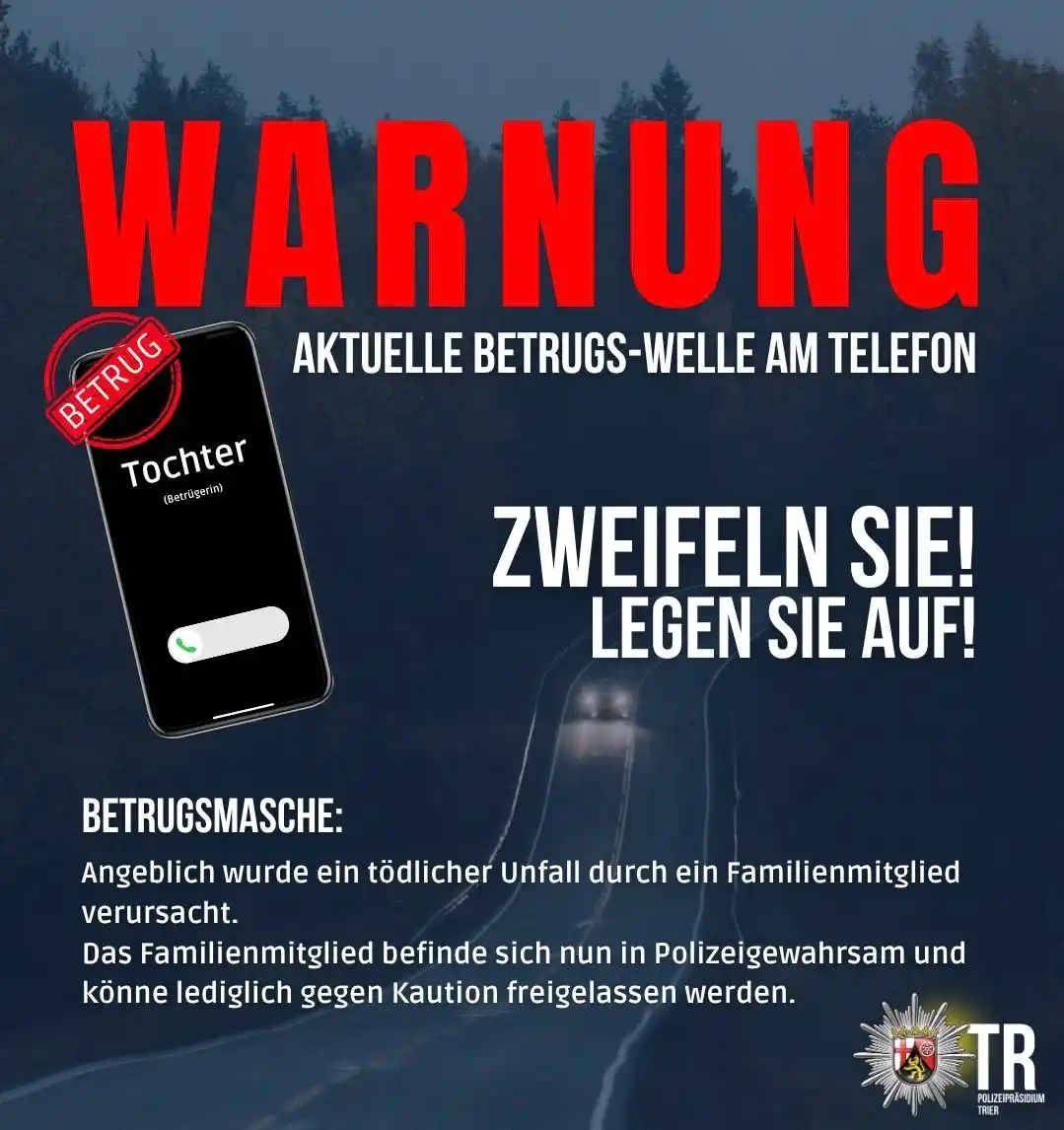 Image from Polizeipräsidium Trier: 🔴 Zweifeln ist nicht verboten! Auflegen rettet Existenzen!  Stattdess...