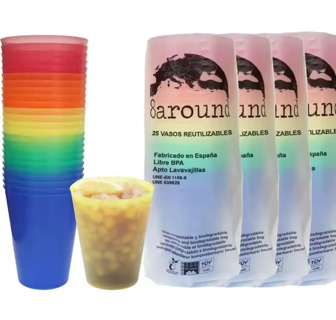 Image from CHOLLOS Compradoras: 🌈 100 Vasos de plástico reutilizable en colores surtidos y con capaci...