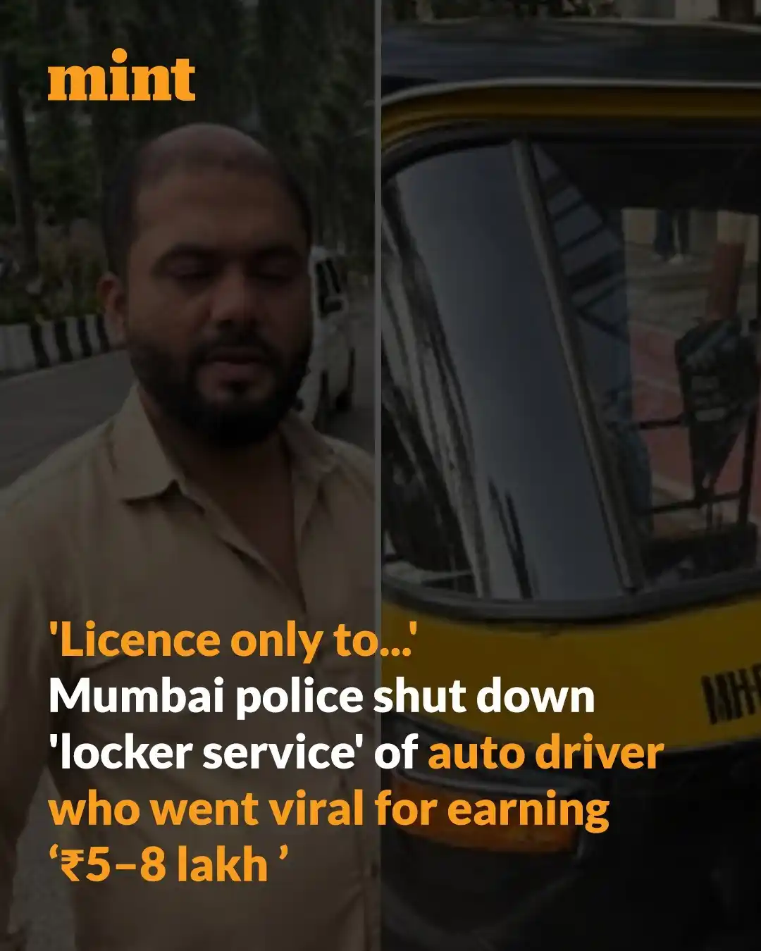 Image from Mint: A Mumbai auto driver who allegedly earned ₹5–8 lakh/month by guarding ...