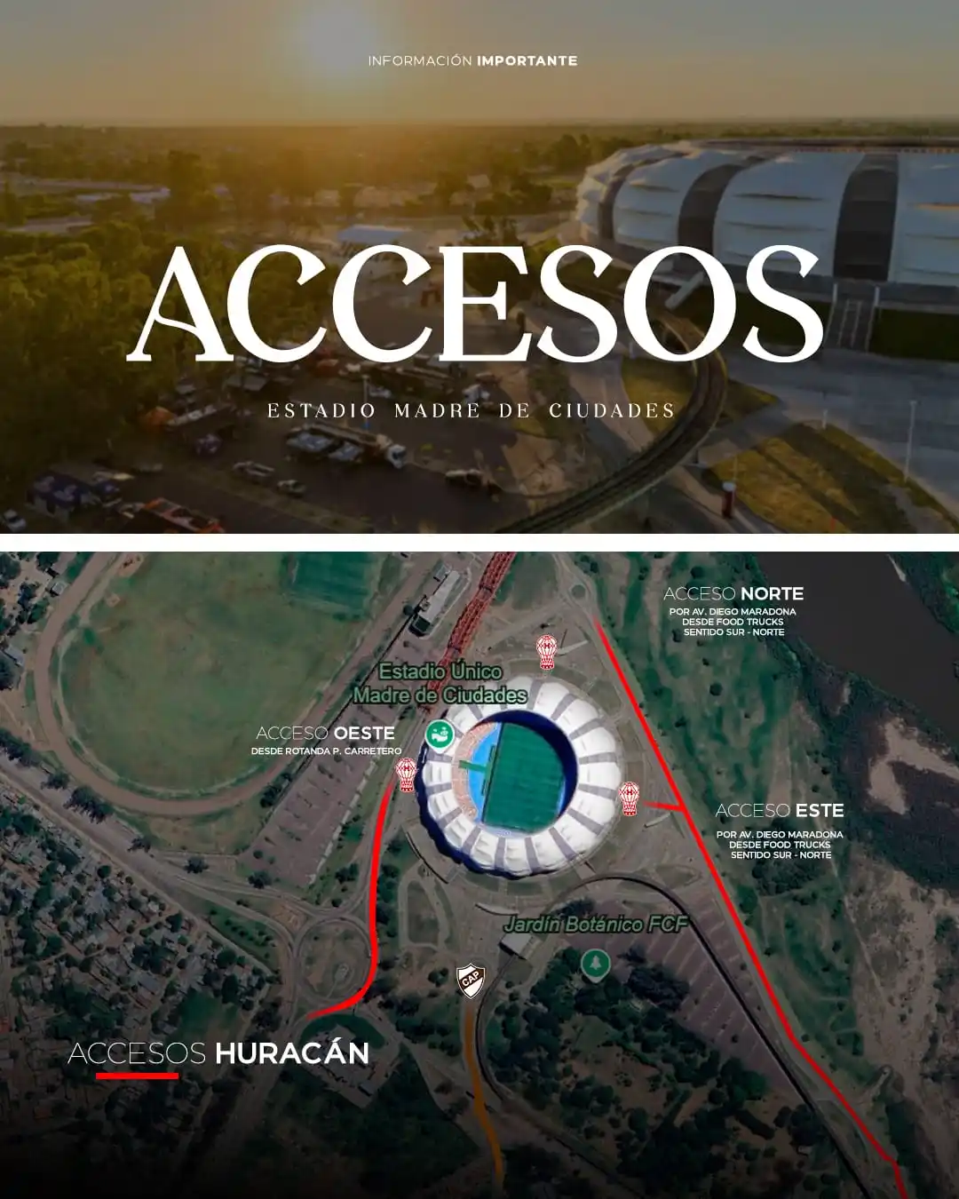 Image from Club Atlético Huracán: Accesos al estadio Madre de Ciudades 📣  🔜 Las puertas se abrirán a l...