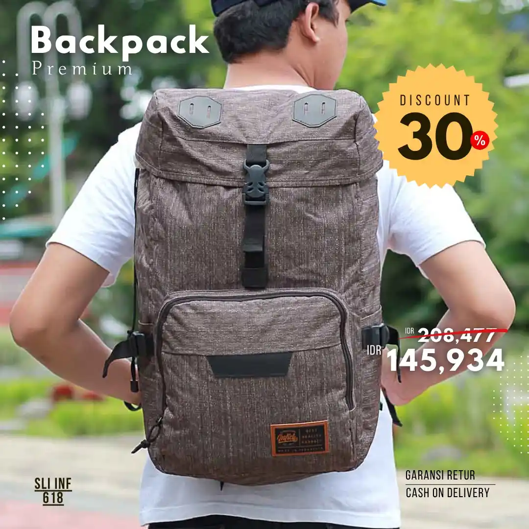 Image from Dropshipper.co.id - Bahan Posting Hari Ini: *Backpack Pria SLI INF 618* Ruang penyimpanan luas🎒 Harga Jual : Rp15...
