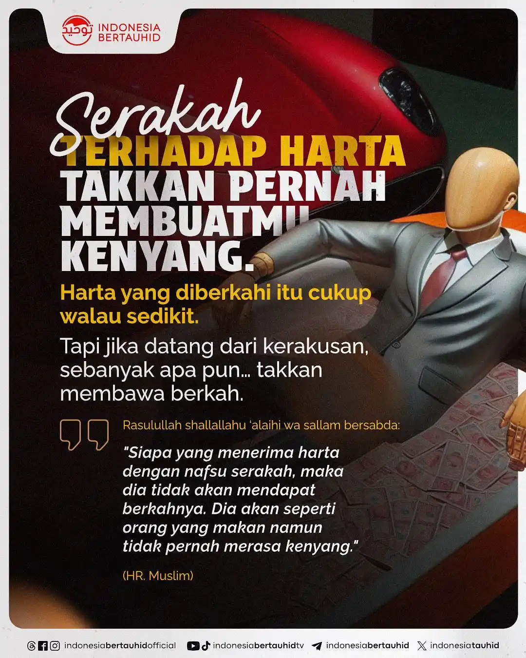 Image from Indonesia Bertauhid: Banyak harta belum tentu banyak berkah. Yang sedikit tapi datang denga...