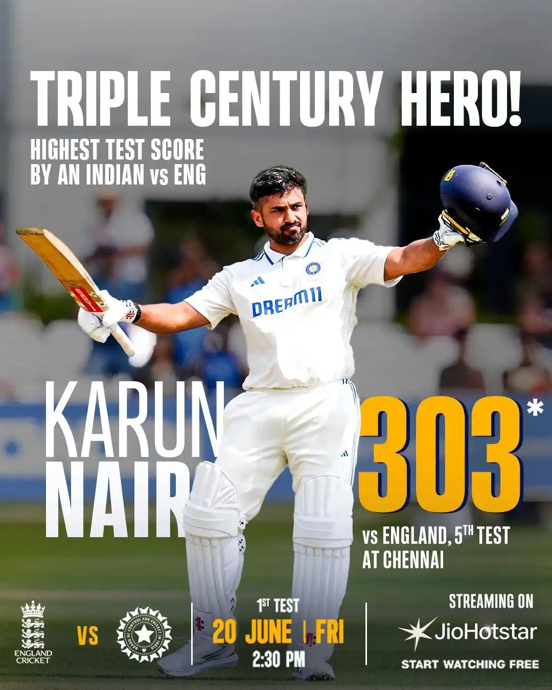 Image from Star Sports India: _Believe it_. Achieve it. ❤️😍👍🏻 Now that cricket has given Karun N...