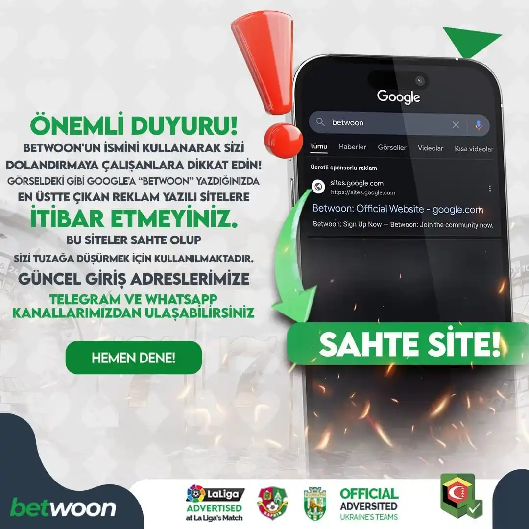 Image from Betwoon: *⚠️ BETWOON ÜYELERİNE ÖNEMLİ DUYURU !* *⚠️ SAHTE SİTELERE DİKKAT ! BE...