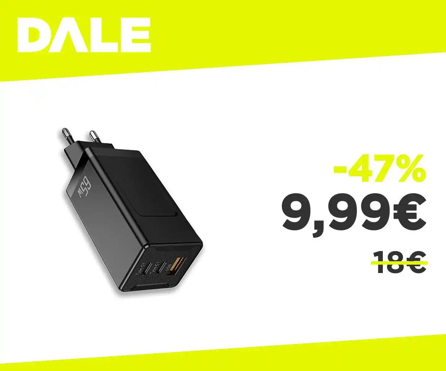 Image from OfferteDale: *Calo ricarica da 65W!* 👉🏻 RUPA Caricatore USB C con GaN Tech, 3-Po...