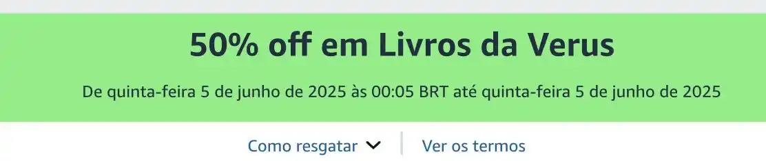 Image from Promoção de livros @leiamaisnat : CUPOM AMAZON 50% OFF nos livros da Editora Verus 💖: https://amzn.to/...