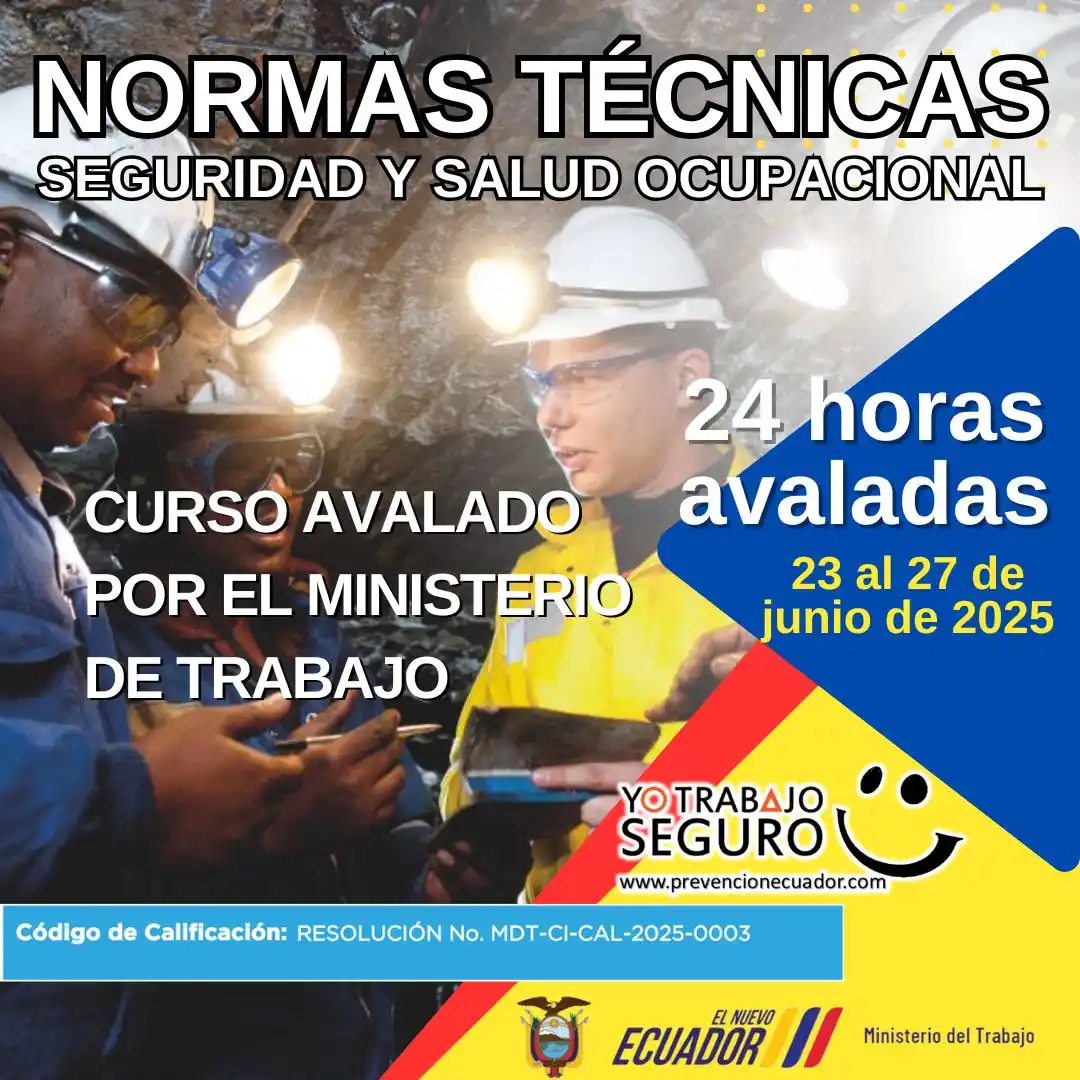 Image from Prevención Ecuador (prevencionecuador.com) Seguridad y Salud en el Trabajo Ecuador: Curso de aprobación *NORMAS TÉCNICAS SEGURIDAD Y SALUD OCUPACIONAL* ...