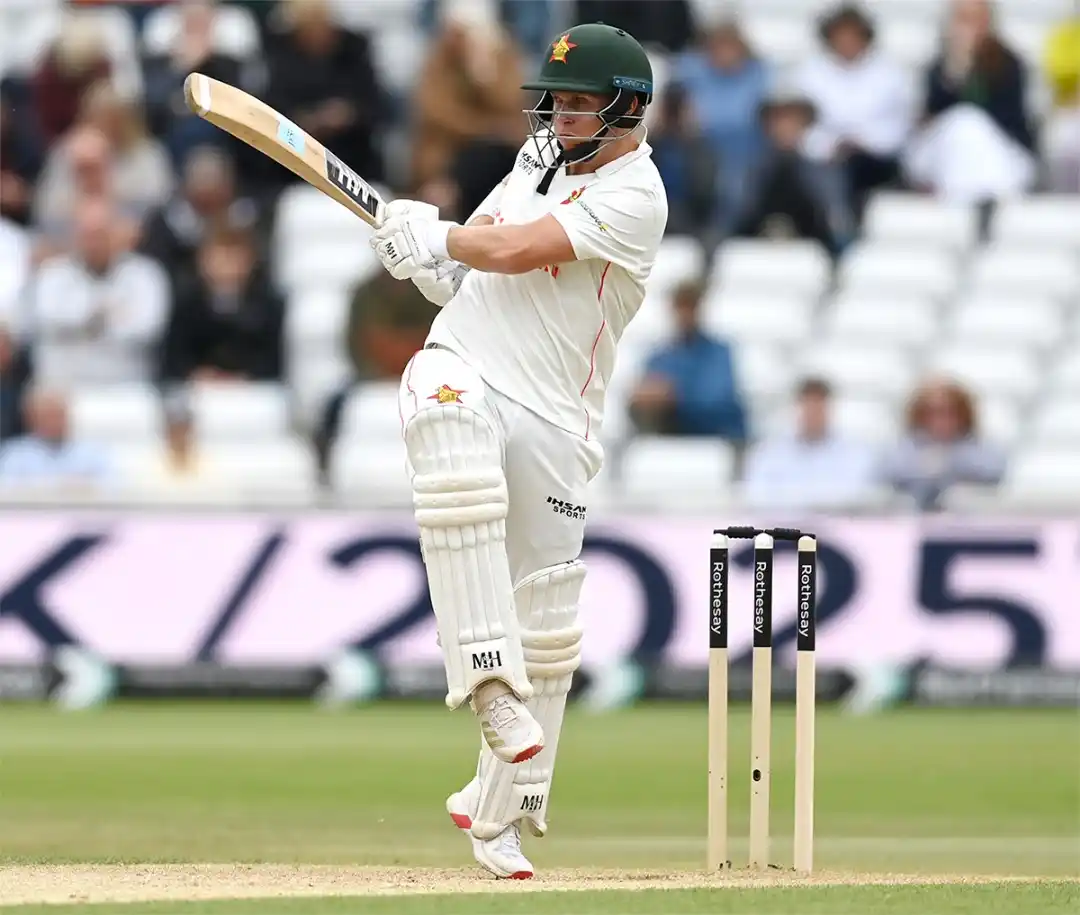 Image from Zimbabwe Cricket: 𝗗𝗮𝘆 𝟯 - Session 1: Zimbabwe - 265 & 66/2 after 18 overs (following...