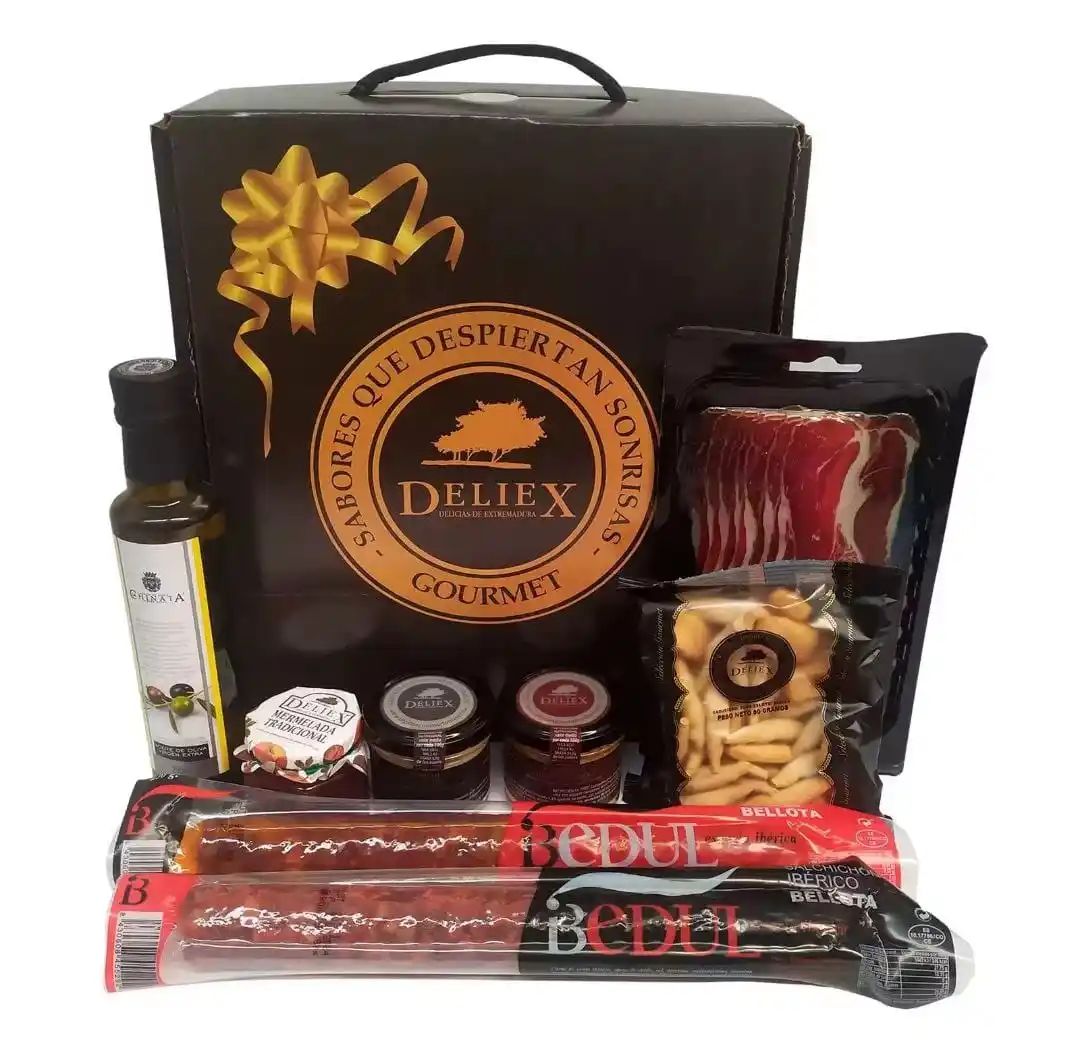 Image from CHOLLOS Compradoras: 🤤 Deliex delicias de Extremadura. Cesta gourmet regalo con aceite La ...