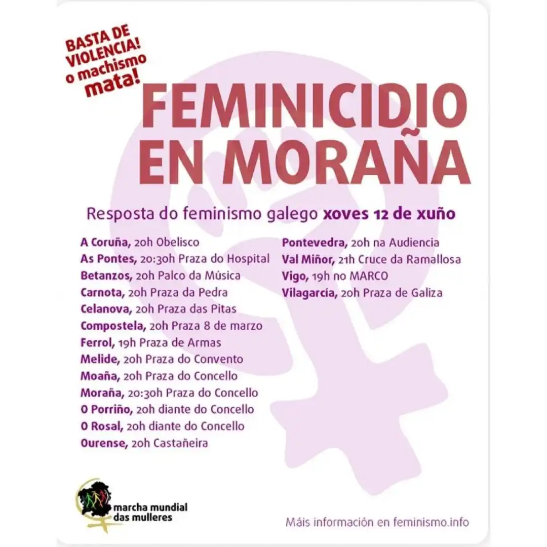 Image from BNG - Bloque Nacionalista Galego: ‼️ Este xoves 12 mobilizáte contra o asasinato machista de Moraña part...