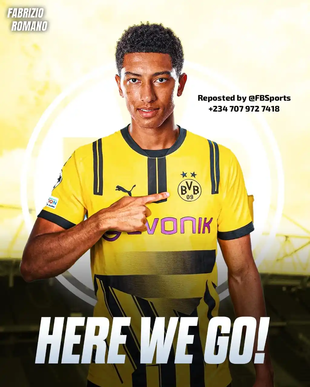 Image from FB Sports: 🚨🟡⚫️ EXCL: Jobe Bellingham to Borussia Dortmund, here we go! 💣 €33...