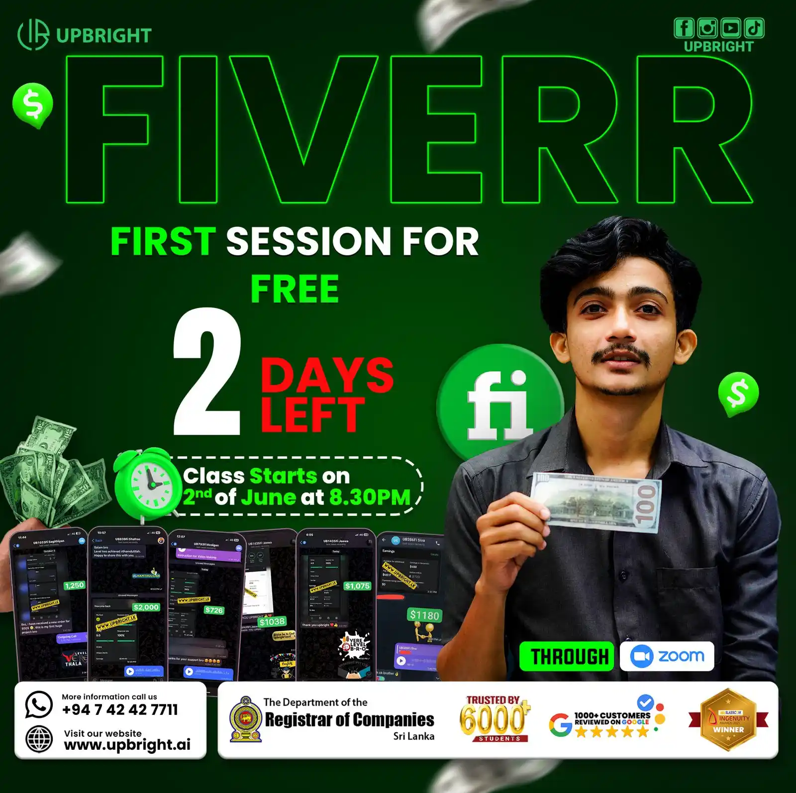Image from UPBRIGHT : 💸 FIVERR COURSE – Starts in Just 2 Days! 🚀 Learn how to earn in doll...