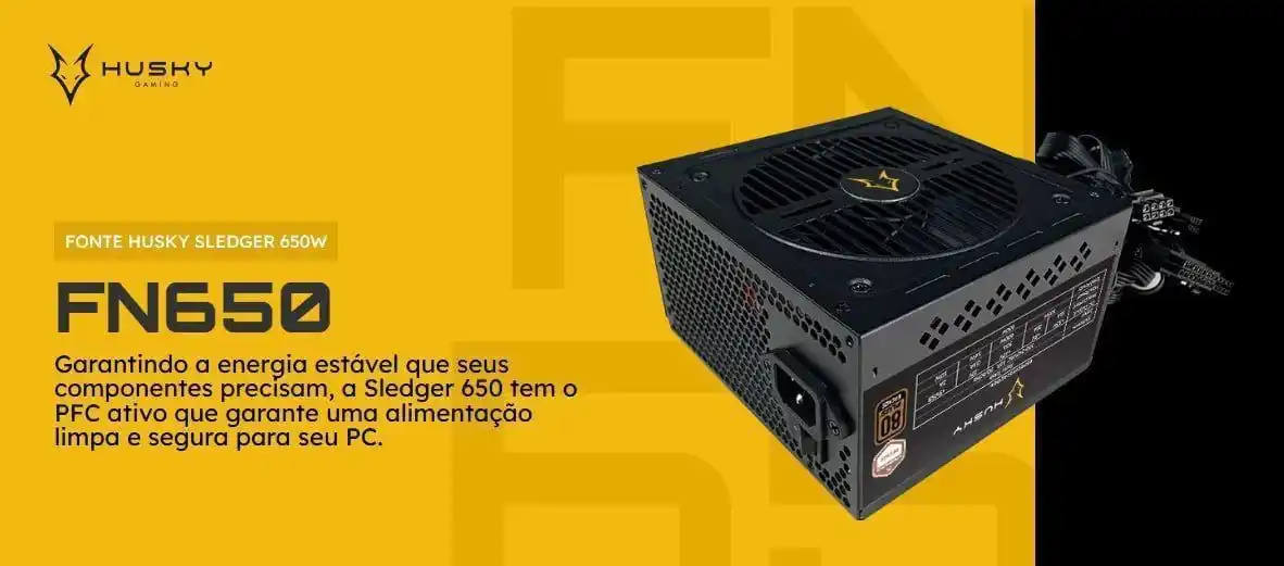 Image from 🔥 Shark das Promoções: 🔥 Fonte Husky Sledger 650W, 80 Plus Bronze, Cybenetics Bronze, PFC at...