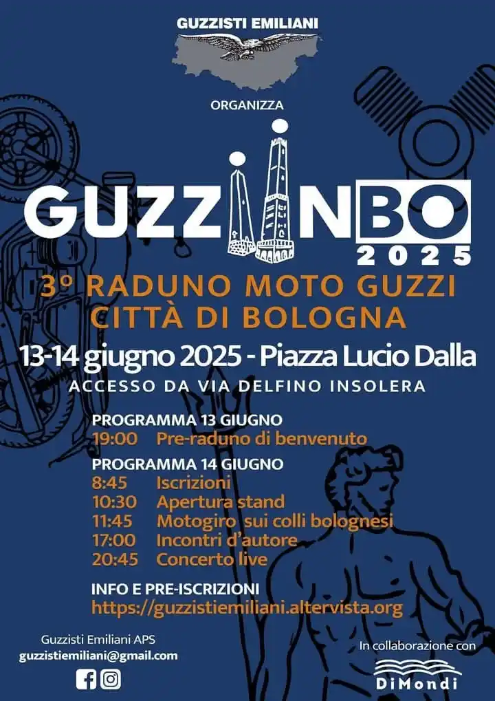 Image from Bikershotel.it -  Motoraduni.it -  Autoraduni.it -  Motoitinerari.it -  Bikersfood.it: *GUZZI IN BO 2025 – 3° RADUNO MOTO GUZZI CITTÀ DI BOLOGNA* _13-14/06/2...