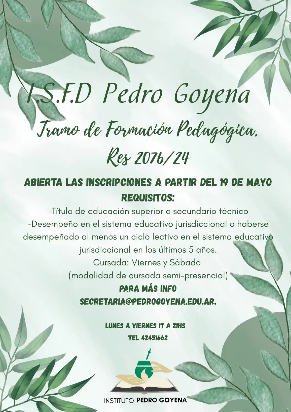 Image from Eclesia: *INSCRIPCIÓN PARA EL TRAMO DE FORMACIÓN PEDAGÓGICA* El *Instituto Sup...
