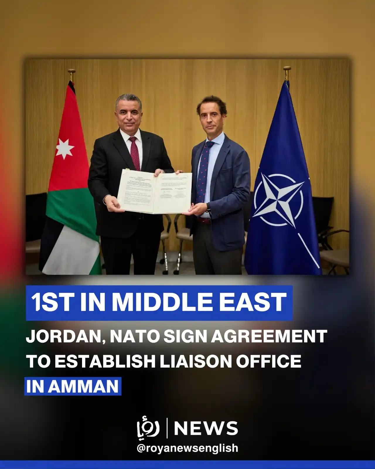 Image from Roya News English: 🇯🇴 Jordan and the North Atlantic Treaty Organization (NATO) signed a...