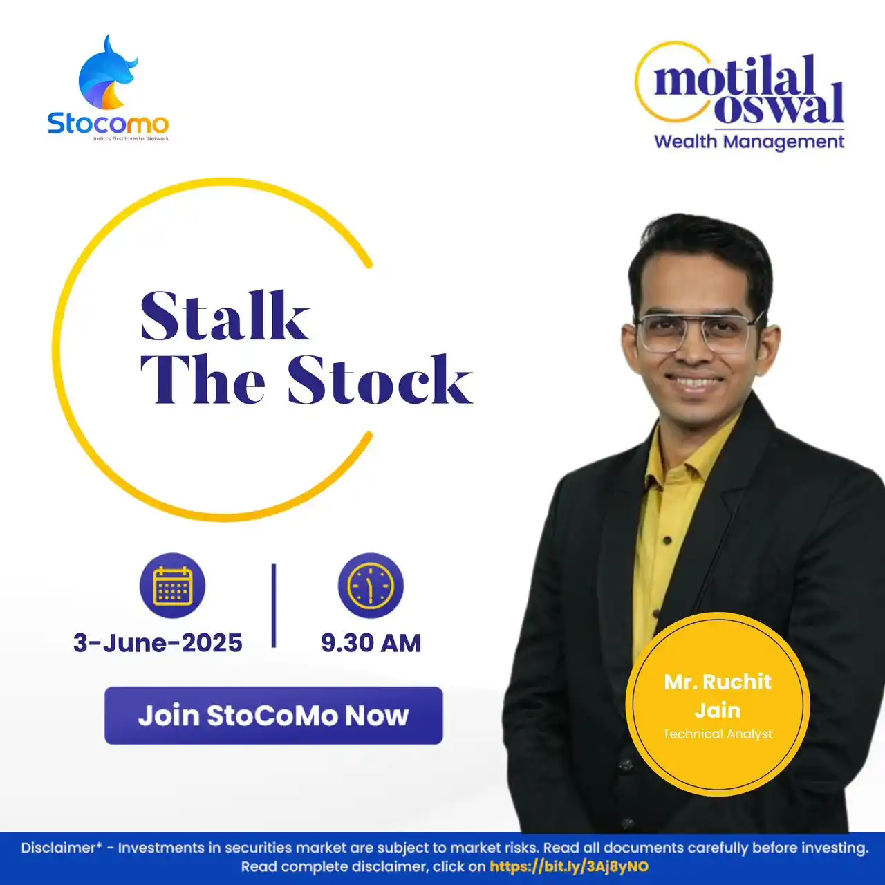 Image from Motilal Oswal Financial Services Ltd.: Join the live Morning Session Stalk the Stock with our Expert Mr. Ruch...