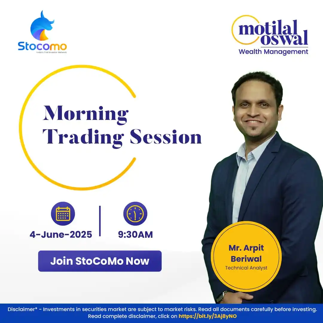 Image from Motilal Oswal Financial Services Ltd.: Join the live Morning Session with our Expert Mr. Arpit Beriwal at 9:3...