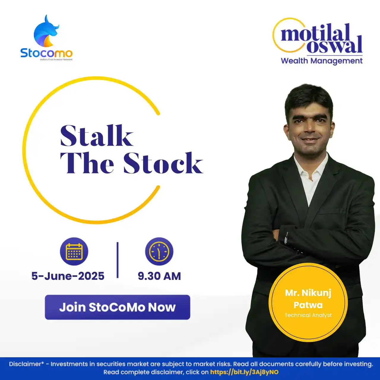 Image from Motilal Oswal Financial Services Ltd.: Join the live Morning Session with our Expert Mr. Nikunj Patwa at 9:30...