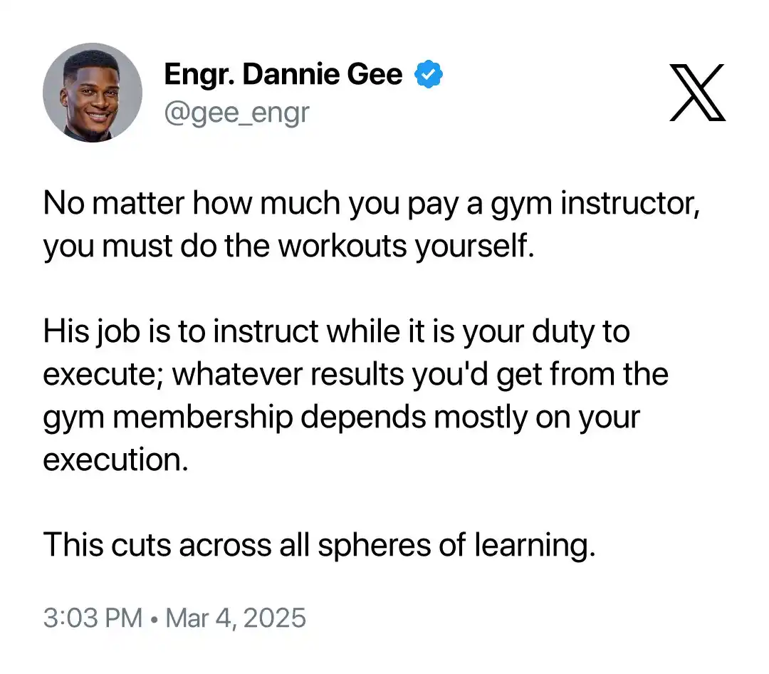 Image from Engr. Dannie Gee: Knowledge X Zero Execution = Zero Results. He who knows but doesn't i...