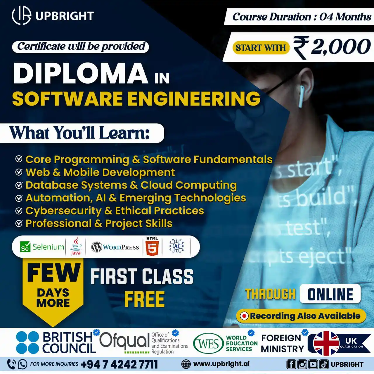 Image from UPBRIGHT : 🚀 Launch Your Tech Career with UPBRIGHT! Join our Diploma in Software...