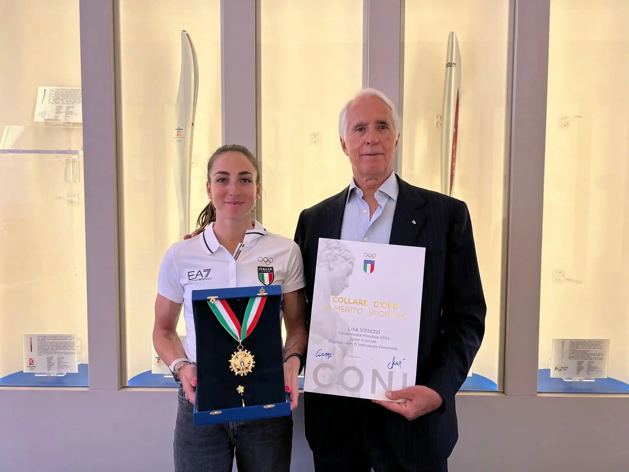 Image from CONI: Lisa Vittozzi ha ritirato il Collare d’Oro 2024 🎖 La stella del biat...