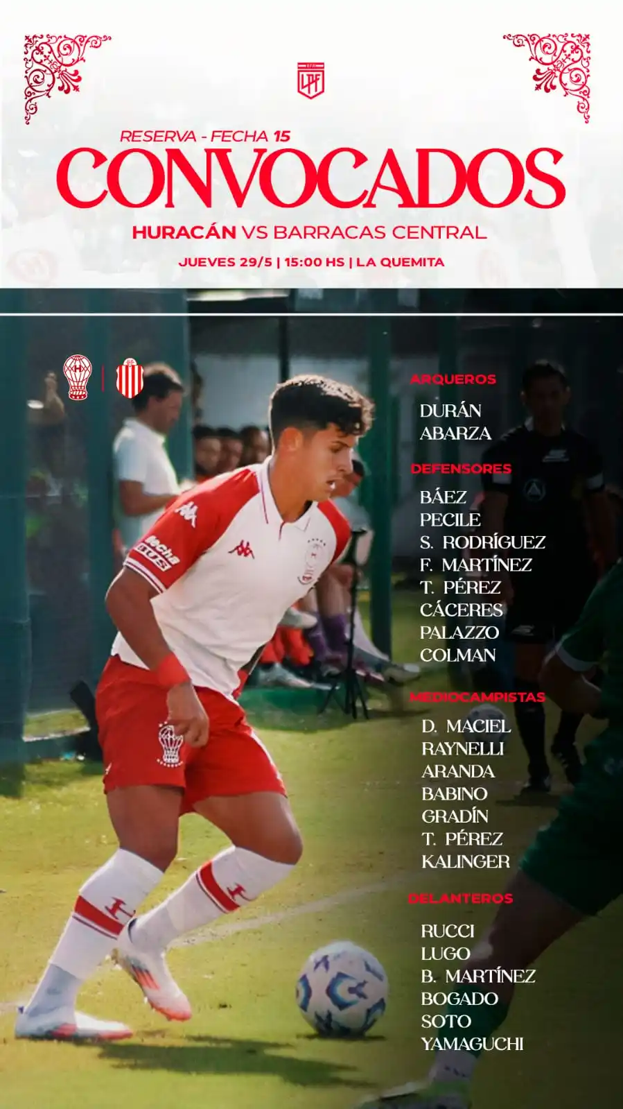 Image from Club Atlético Huracán: 📋 Lista de jugadores convocados por Mauro Milano para enfrentar a <a ...