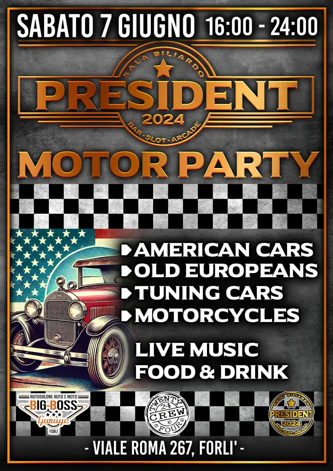 Image from Bikershotel.it - Motoraduni.it - Autoraduni.it - Motoitinerari.it - Bikersfood.it: *MOTOR PARTY* _Il 07/06/2025 a Forlì, FC_ Raduno Expo auto e moto Ame...