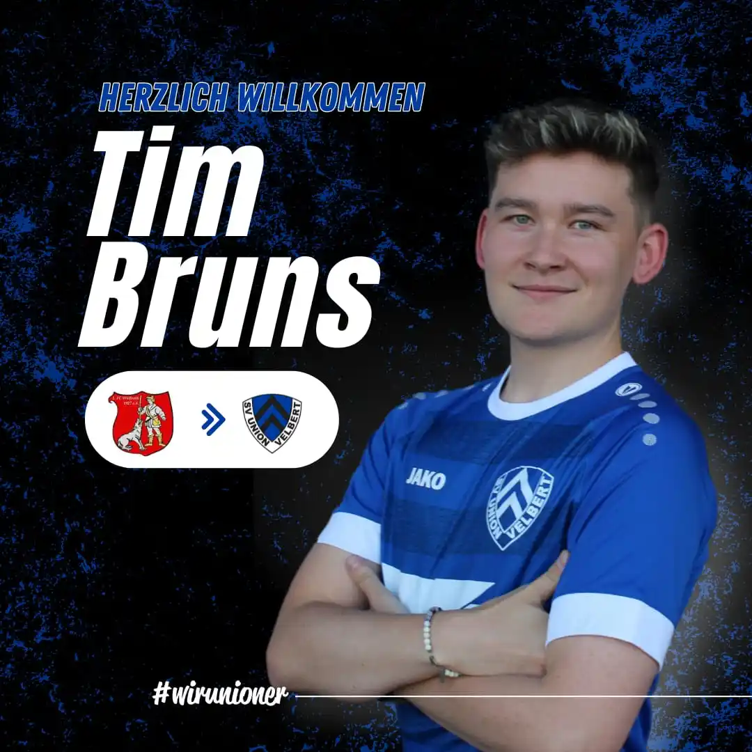 Image from SV Union Velbert: ⚫️🔵 Neuzugang für die Zentrale: Tim Bruns wird Unioner! Der 23-Jährig...