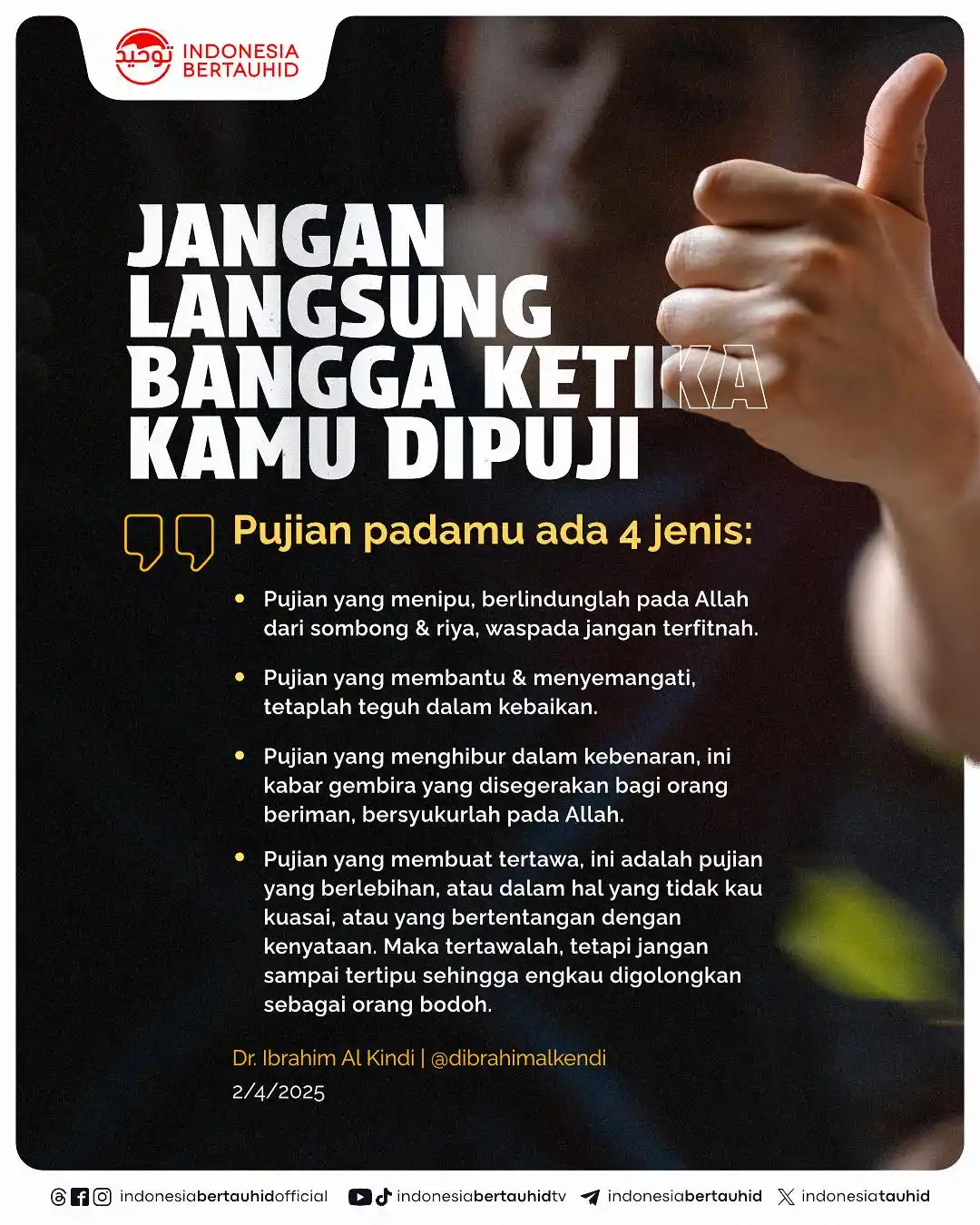Image from Indonesia Bertauhid: Nggak semua pujian itu tanda kebaikan. Ada yang menipu, ada yang menye...