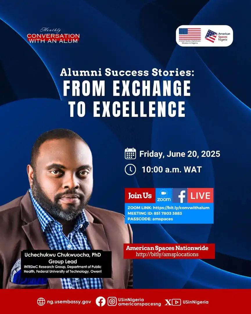 Image from American Spaces Nigeria: Please join Dr. Uchechukwu Chukwuocha, Group Lead INTEDec Research Gro...