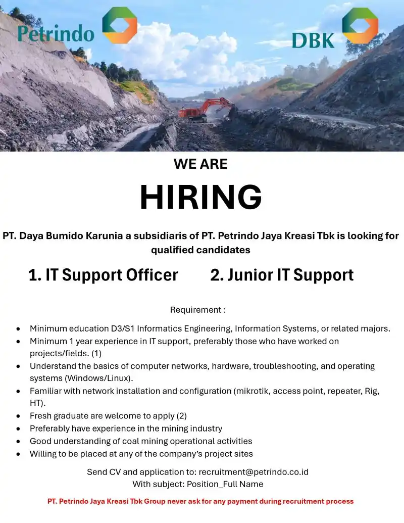 Image from INFO LOKER TAMBANG KALIMANTAN: PT Petrindo Jaya Kreasi Tbk merupakan perusahaan induk yang menjalanka...