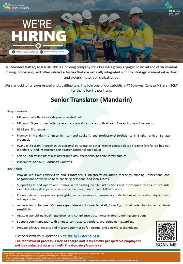 Image from INFO LOKER TAMBANG KALIMANTAN: PT. Sulawesi Cahaya Mineral is hiring! We are currently hiring for the...