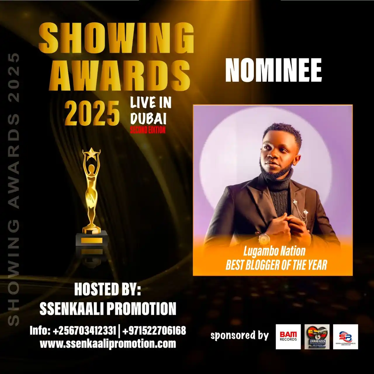 Image from ✨SHOWING AWARDS ✨🦅: Showing awards 2025 Live in Dubai Nominee Lugambo Nation Best Blogg...