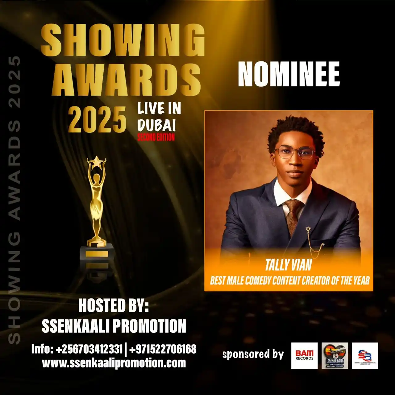 Image from ✨SHOWING AWARDS ✨🦅: Showing awards 2025 Live in Dubai Nominee Tally Vian Best male come...