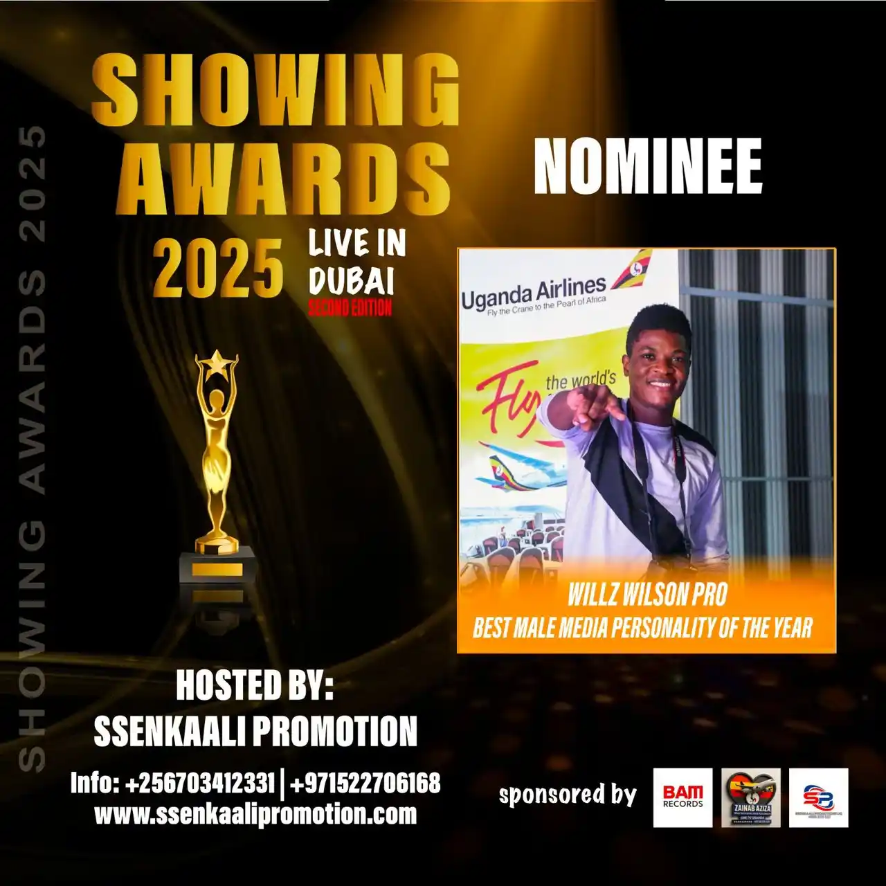 Image from ✨SHOWING AWARDS ✨🦅: Showing awards 2025 Live in Dubai  Nominee  Willz Wilson pro Best male...