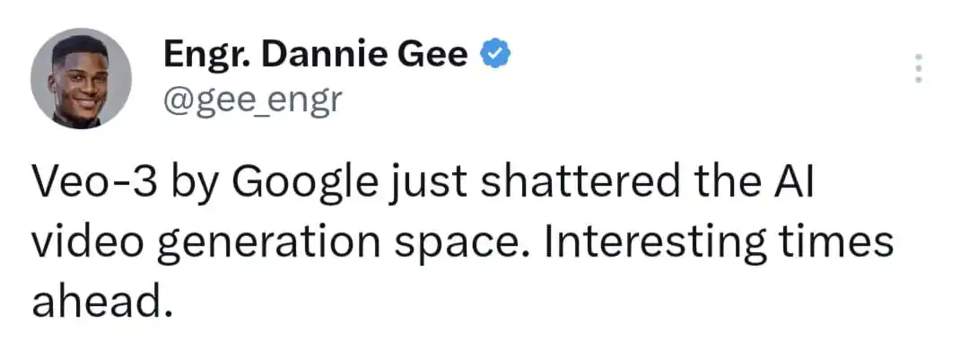 Image from Engr. Dannie Gee: This new AI by Google just shattered the AI video generation space. L...