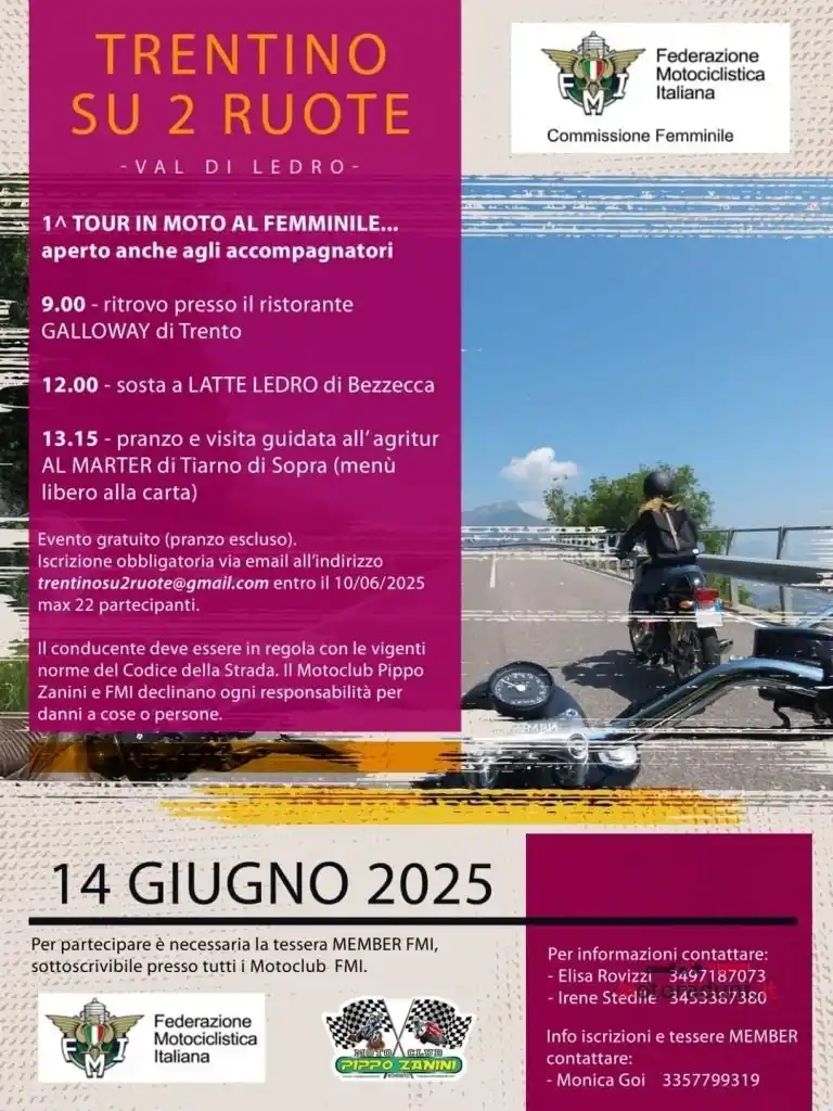 Image from Bikershotel.it - Motoraduni.it - Autoraduni.it - Motoitinerari.it - Bikersfood.it: *TRENTINO SU 2 RUOTE* _Il 14/06/2025 a Trento, TN_ 1° TOUR IN MOTO AL...
