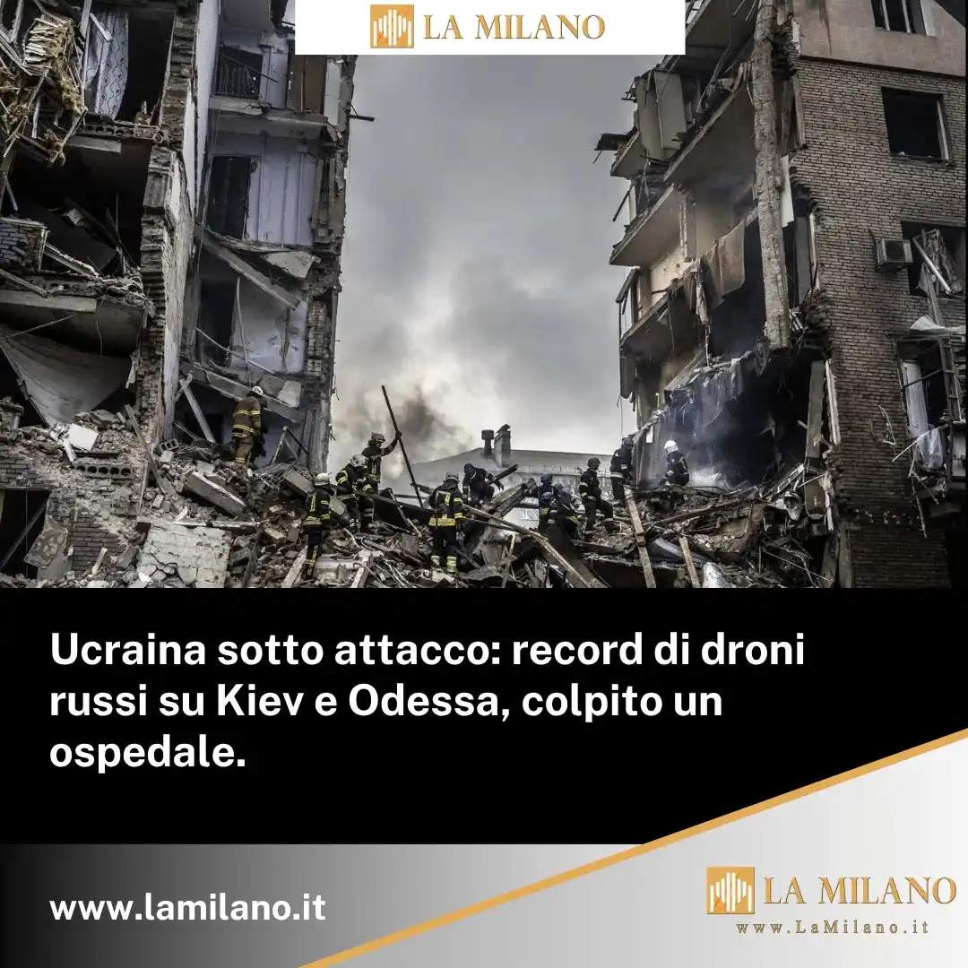 Image from La Milano: *🔴 Ucraina sotto attacco: record di droni russi su Kiev e Odessa, col...