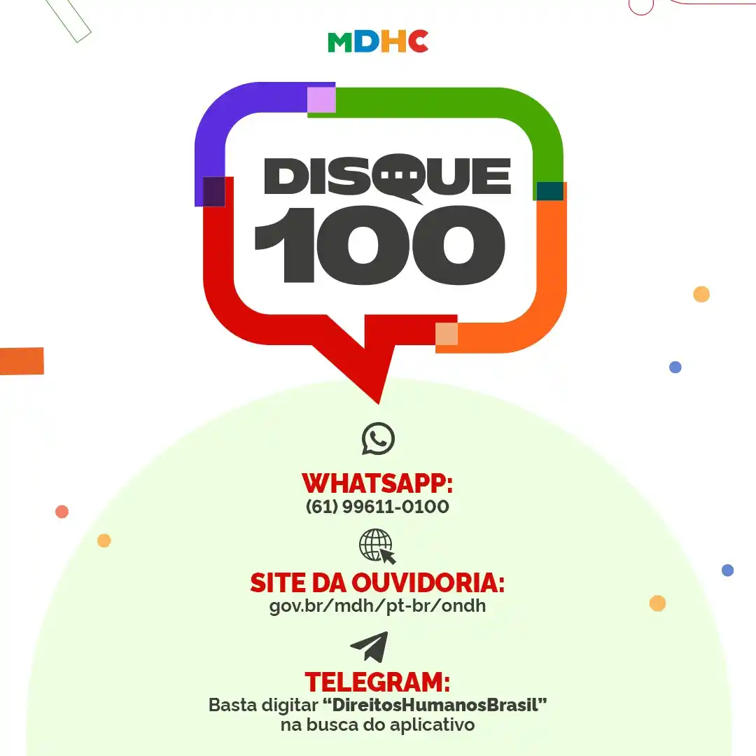 Image from Ministério dos Direitos Humanos e da Cidadania: 🚨 *Viu, ouviu, soube ou desconfiou de alguma violação de direitos hum...