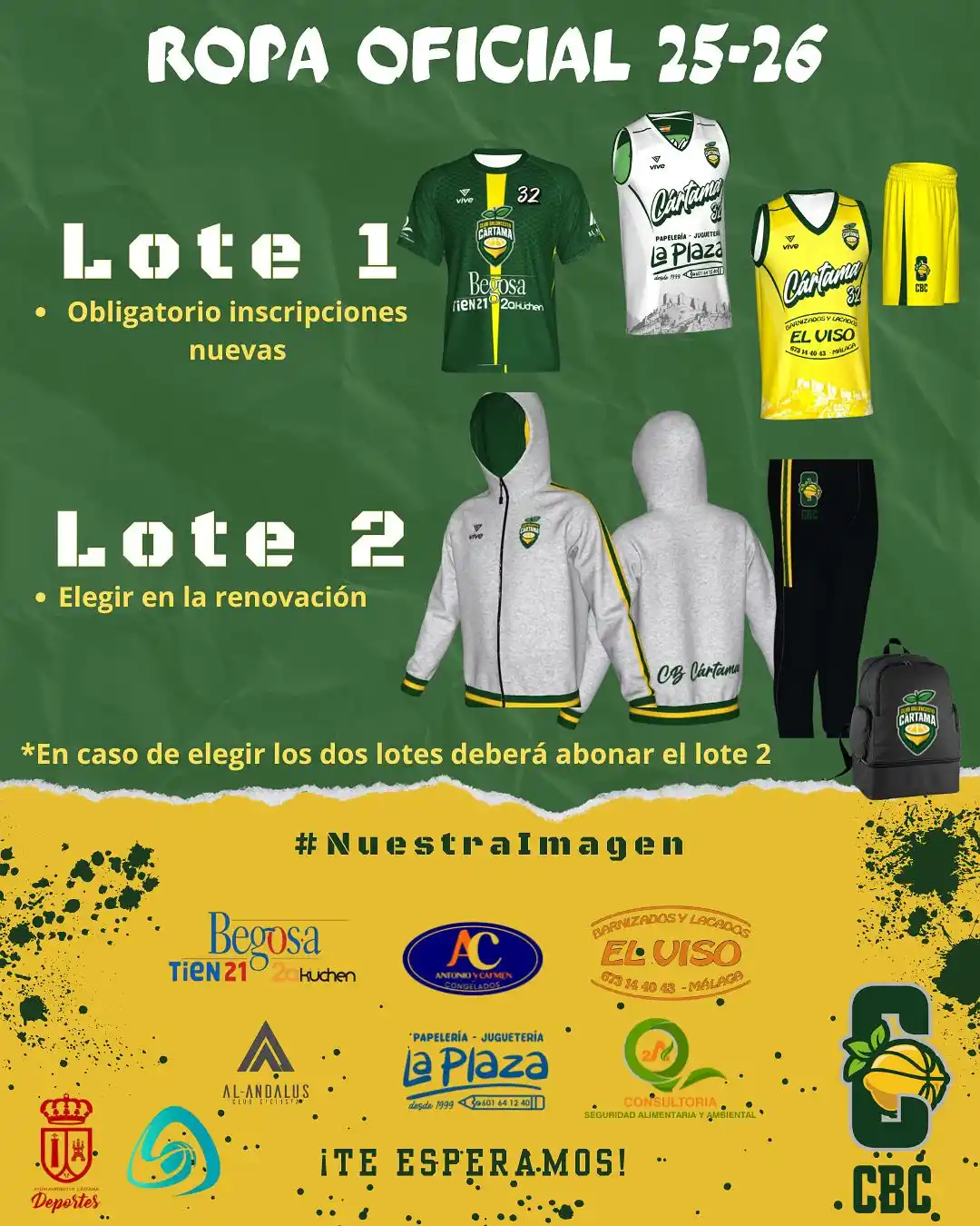 Image from Club Baloncesto Cártama : 25-26 Os presentamos los lotes de ropa que deberéis elegir en vuestras...