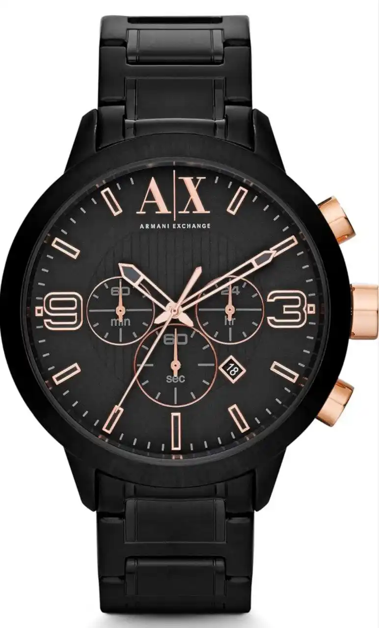 Image from Loots4u : Deals & Offers: Armani Exchange Atlc Chronograph Black Dial Black Ion-Plated Mens Watc...